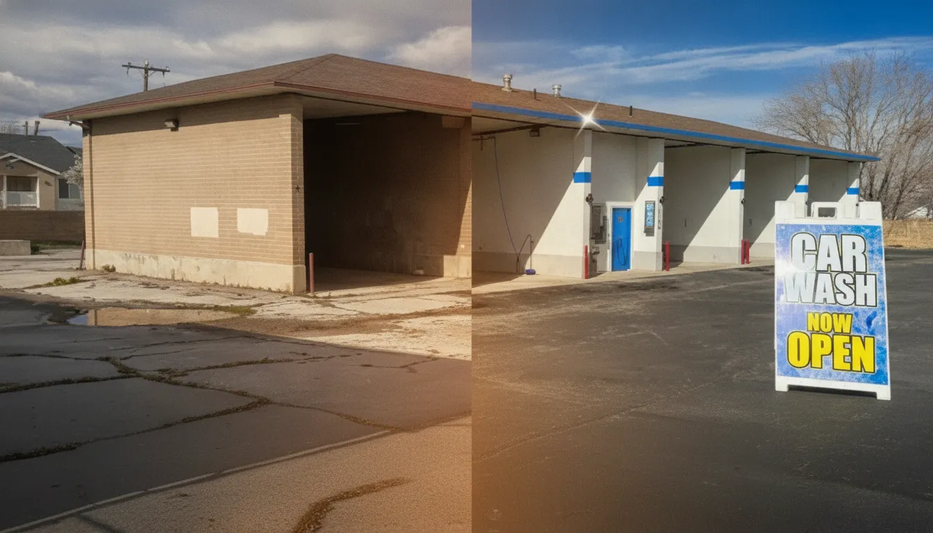 How much would I save restoring an abandoned car wash with used equipment and DIY labor instead of buying brand new? cover